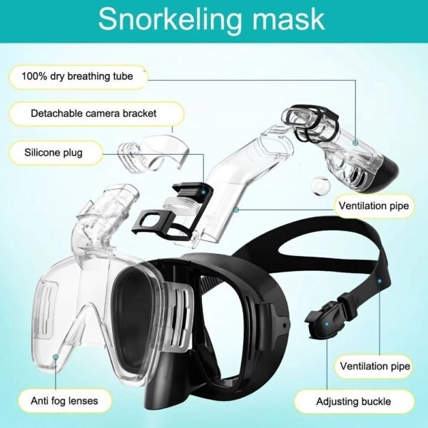 Diving Masks Foldable Anti-Fog Snorkel Mask Set - Image 2